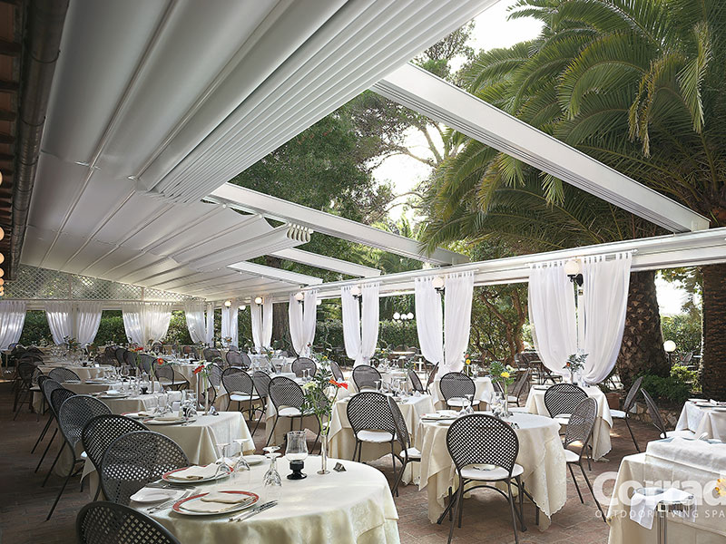 Pergola professionnelle, pergola à toile rétractable, pergola restaurant, pergola terrasse